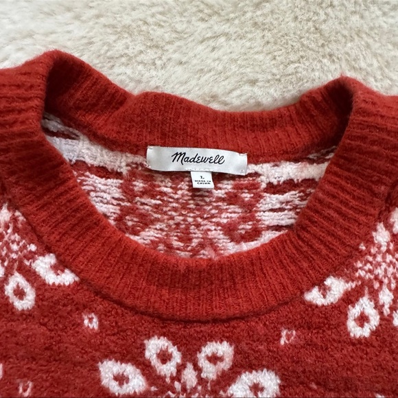 Madewell Althen Patterned Pullover Sweater Antique Cream Orange Large - Picture 6 of 9